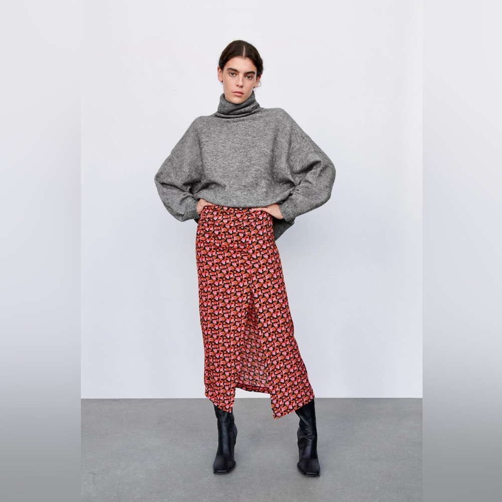 Zara Printed Midi Skirt